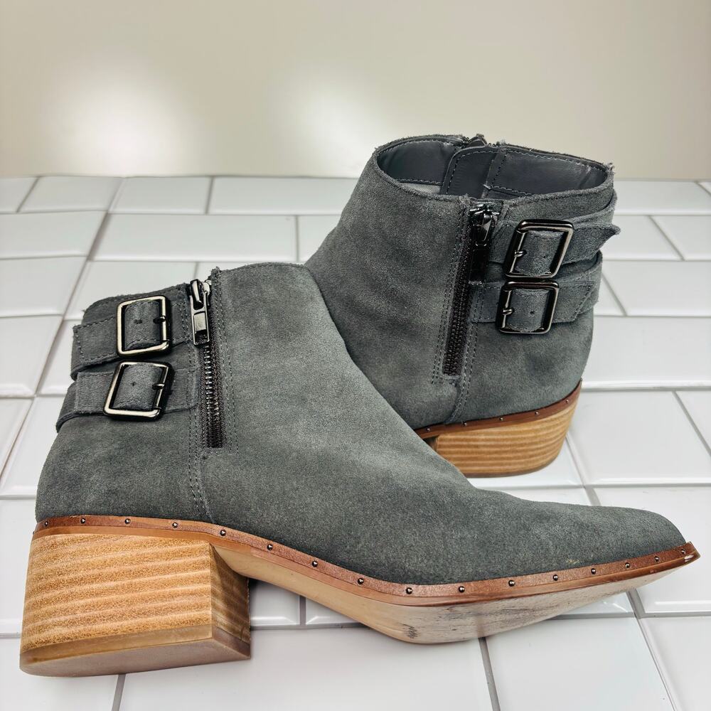 Bleecker & Bond Gray Georgia Suede Zip up‎ Ankle Heeled Boot